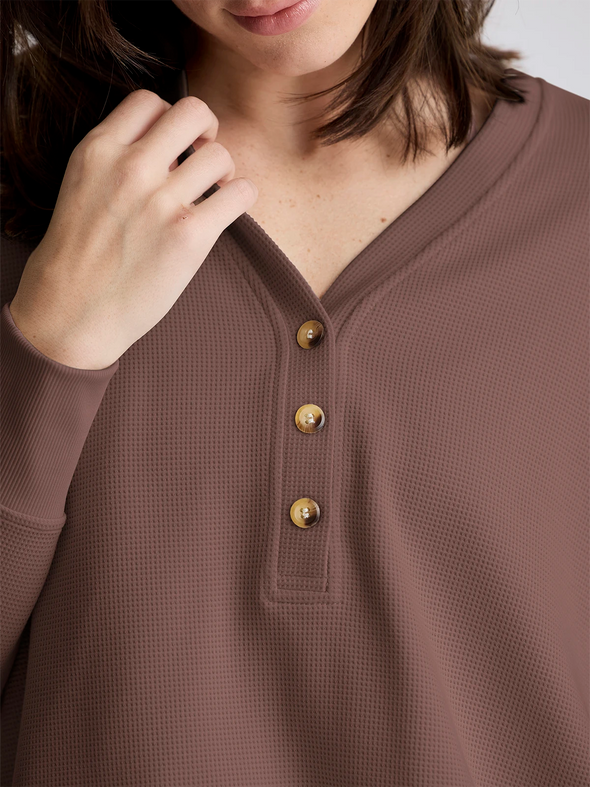 Waffle Long Sleeve Henley Shirt