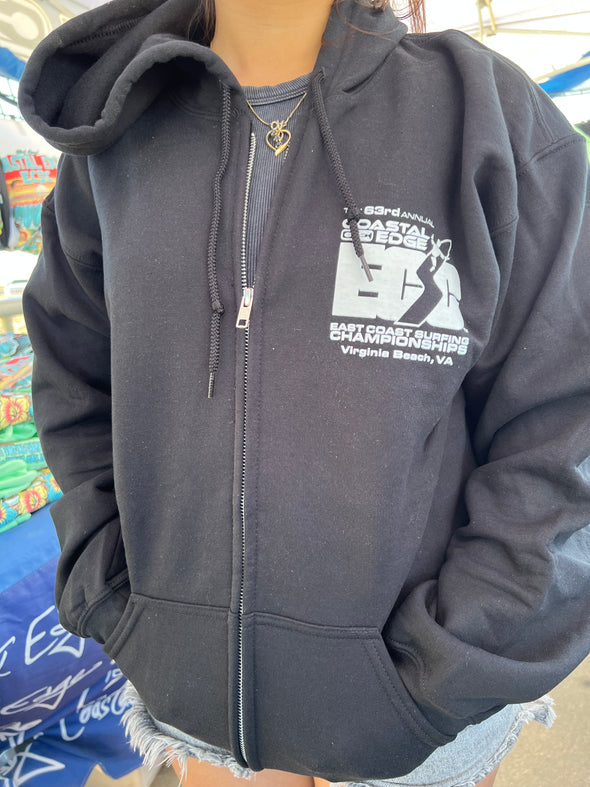 Coastal Edge East Coast Surfing Championship 2025 Zip Hoodie Featuring Artist Aaron Fulcher