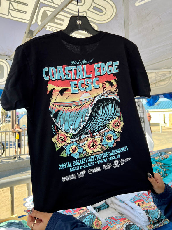 Coastal Edge East Coast Surfing Championship 2025 Youth Tee Featuring Artist Aaron Fulcher