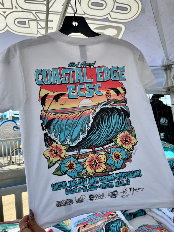 Coastal Edge East Coast Surfing Championship 2025 Youth Tee Featuring Artist Aaron Fulcher