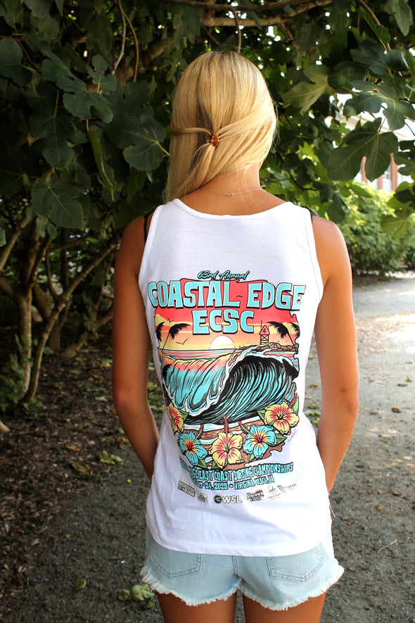 Coastal Edge East Coast Surfing Championship 2025 Women's Racerback Tank Featuring Artist Aaron Fulcher