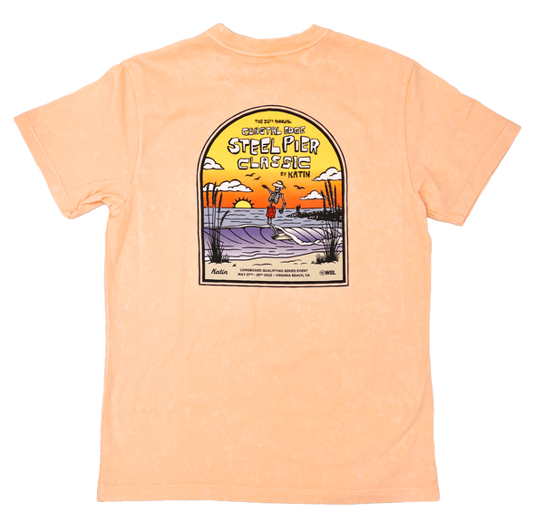 The Coastal Edge Steel Pier Classic 2023 Short Sleeve T-shirt Cherry Blossom Mineral Wash