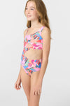Girl's Cabana Floral Asymmetrical One-Piece