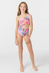 Girl's Cabana Floral Asymmetrical One-Piece