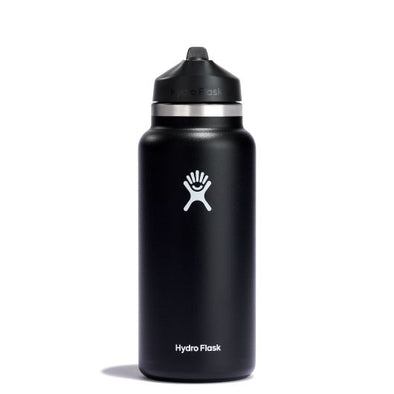 32oz Wide Mouth with Straw Lid Black