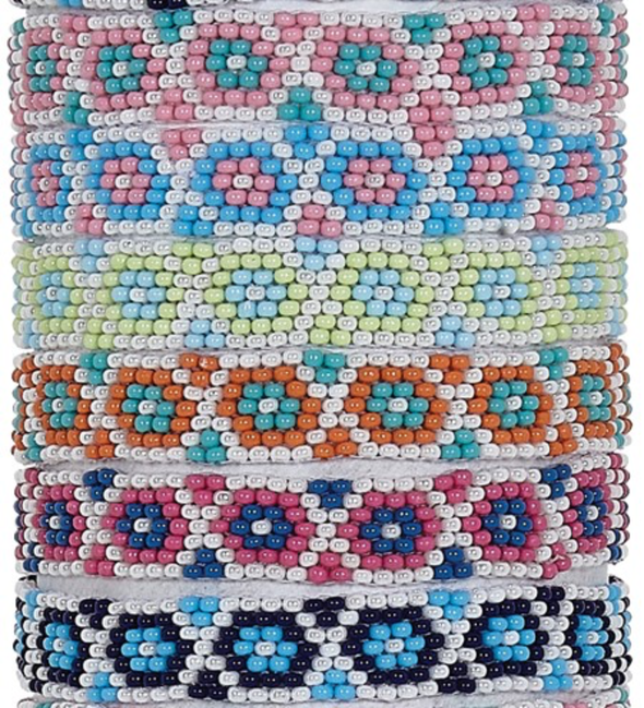 Seed Bead Hex Pattern Adjustable Slide Knot Bracelet