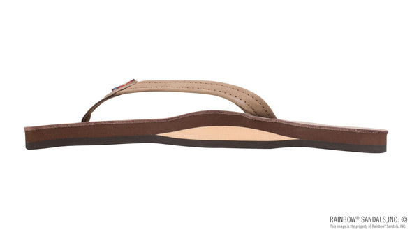 Single Layer Premier Leather Women's Sandal with Arch Support and a 1/2" Narrow Strap Dark Brown