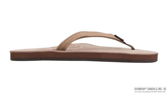 Single Layer Premier Leather Women's Sandal with Arch Support and a 1/2" Narrow Strap Dark Brown