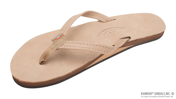 Single Layer Premier Leather Women's Sandal with Arch Support and a 1/2" Narrow Strap Sierra Brown