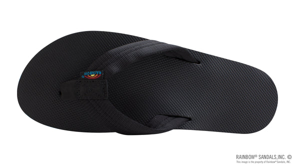 Classic Rubber Single Layer Women's Sandal Soft Top 3/4" EVA Rubber Filled Nylon Strap Black