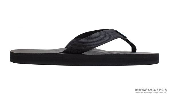 Classic Rubber Single Layer Women's Sandal Soft Top 3/4" EVA Rubber Filled Nylon Strap Black