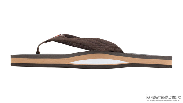 Classic Rubber Single Layer Women's Sandal Soft Top 3/4" EVA Rubber Filled Nylon Strap Brown