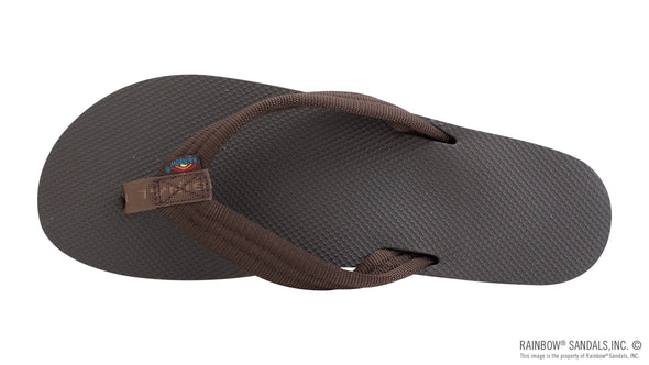 Classic Rubber Single Layer Women's Sandal Soft Top 3/4" EVA Rubber Filled Nylon Strap Brown