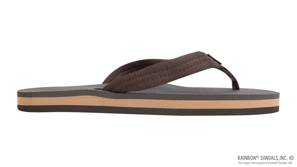 Classic Rubber Single Layer Women's Sandal Soft Top 3/4" EVA Rubber Filled Nylon Strap Brown