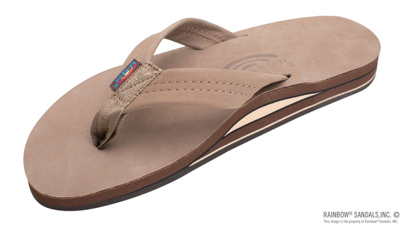 Double Layer Premier Leather Women's Sandal with Arch Support 1" Strap Dark Brown