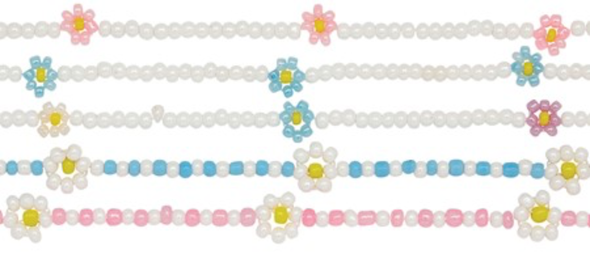 Seed Bead & Daisy Flower Choker Necklace