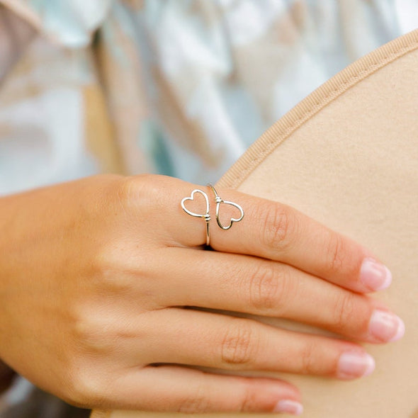 HEART WIRE WRAP RING - SILVER