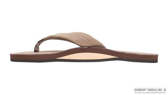 Single Layer Premier Leather Men's Sandal with Arch Support 1" Strap Dark Brown