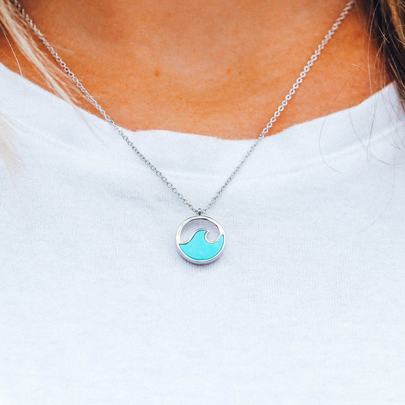 STONE WAVE NECKLACE - SILVER/TURQUOISE