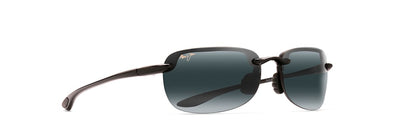 Sandy Beach Rimless Sunglasses - Black Gloss/Neutral Grey Polarized
