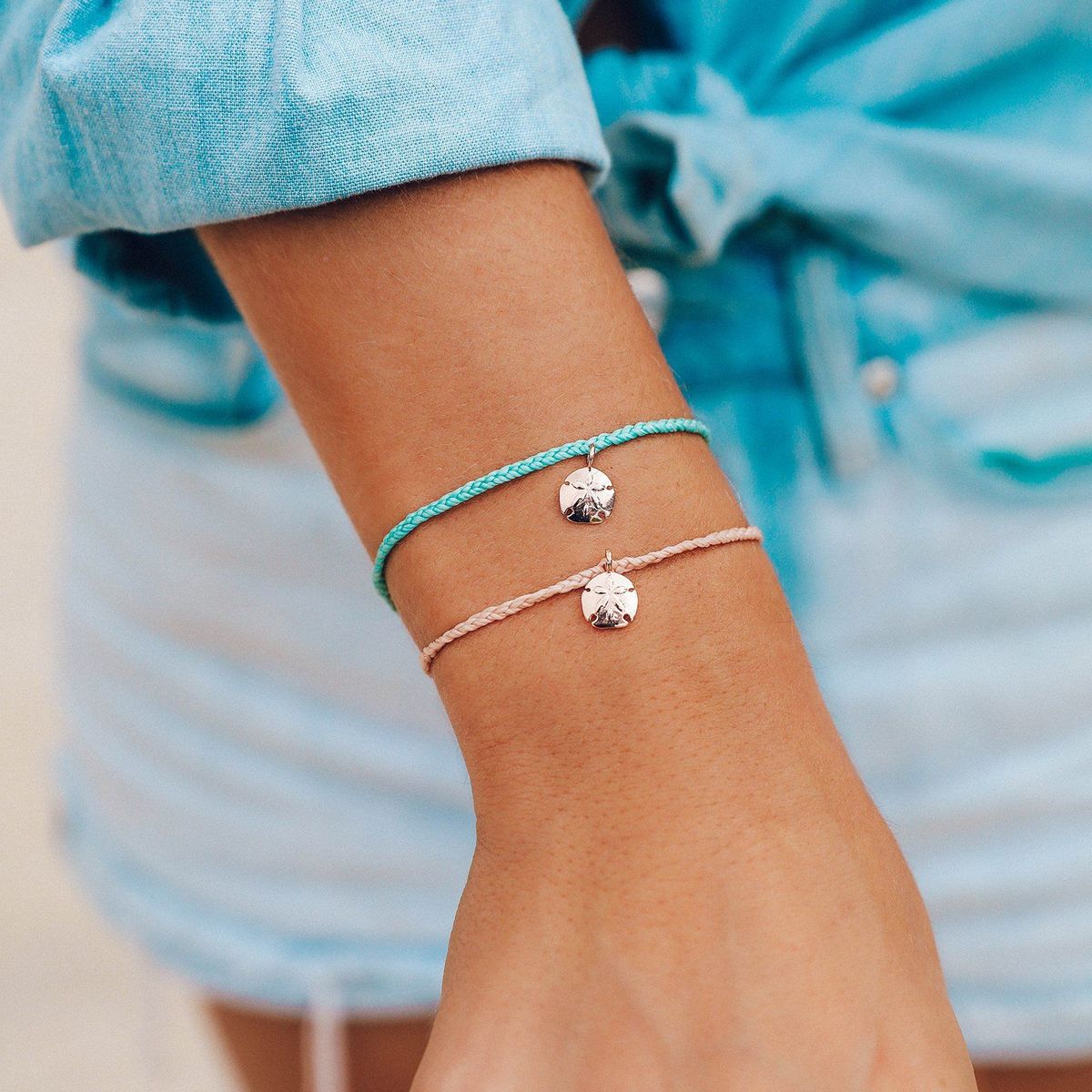 Pura Vida Sand Dollar Charm Bracelet Seafoam CoastalEdge2120