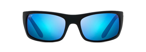 Peahi Wrap Sunglasses - Matte Black Rubber/Blue Hawaii Polarized