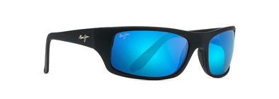 Peahi Wrap Sunglasses - Matte Black Rubber/Blue Hawaii Polarized