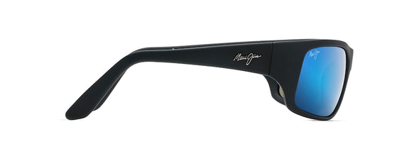 Peahi Wrap Sunglasses - Matte Black Rubber/Blue Hawaii Polarized