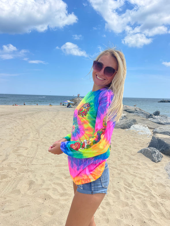 COASTAL EDGE EAST COAST SURFING CHAMPIONSHIP 2022 LONG SLEEVE TEE - NEON RAINBOW