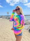 COASTAL EDGE EAST COAST SURFING CHAMPIONSHIP 2022 LONG SLEEVE TEE - NEON RAINBOW