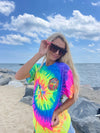 COASTAL EDGE EAST COAST SURFING CHAMPIONSHIP 2022 SHORT SLEEVE TEE - NEON RAINBOW