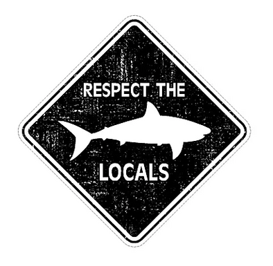 RESPECT THE LOCALS SHARK LARGE STICKER