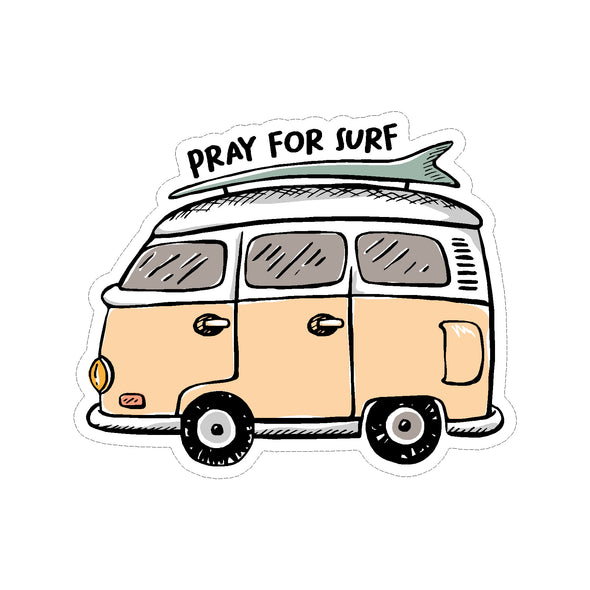 PRAY FOR SURF VAN SMALL STICKER