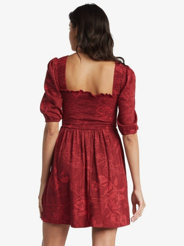 ROLLING SUNSETS DRESS - TIBETAN RED SHADOW TROPICS