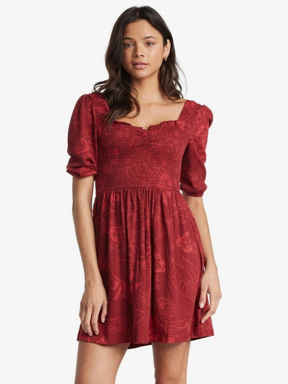 ROLLING SUNSETS DRESS - TIBETAN RED SHADOW TROPICS
