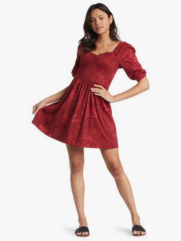 ROLLING SUNSETS DRESS - TIBETAN RED SHADOW TROPICS
