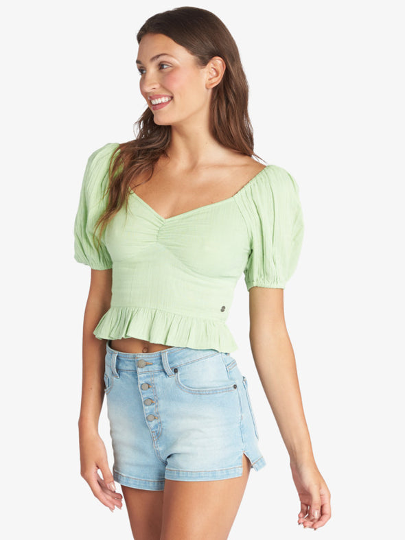 LIFE MIRAGE PUFF SLEEVE TOP - SPRUCETONE