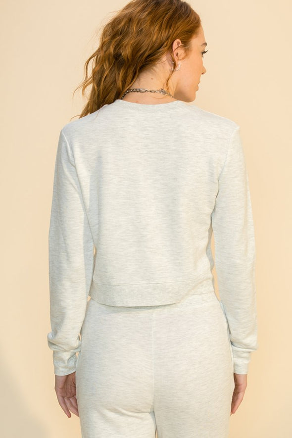 Cropped Crewneck Sweatshirt - Heather Grey