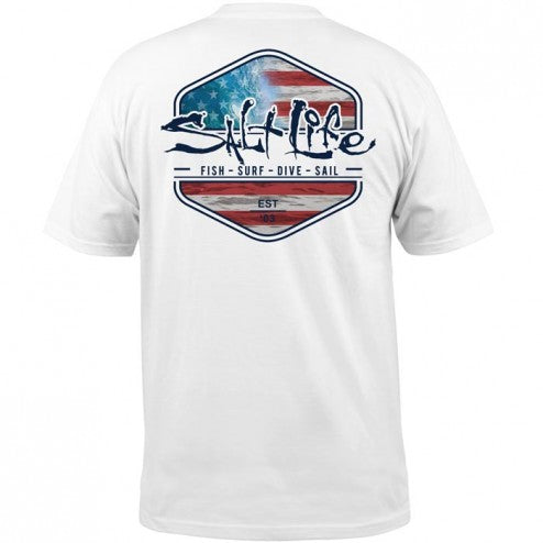 Salt Life Tuna Brigade Short Sleeve Crew Neck T-Shirt, Mens, S, White