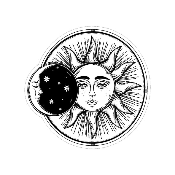 BLACK AND WHITE SUN SMALL STICKER