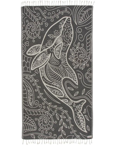 FLORAL DOLPHIN TOWEL - BLACK