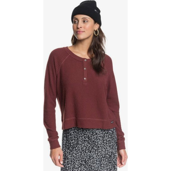 Take It Home Waffle Knit Half-Button Sweatshirt